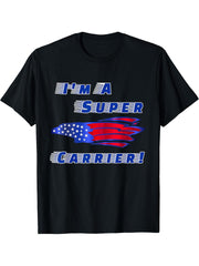 I'm A Super Carrier Bald Eagle American Flag T-shirt T-Shirt 180G 100% Cotton Printed Round Neck Short-Sleeve T-Shirt, Gifts for Men Dad Husband Grandpa, S-XXXL, Black