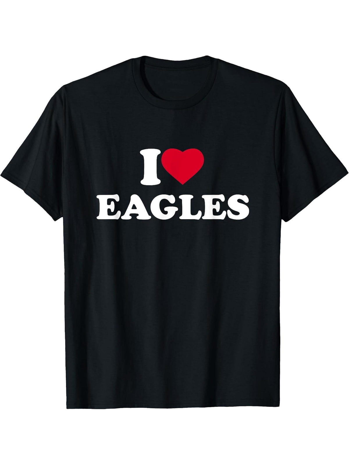 I Love Eagles Heart Animal Lover Bald T-Shirt 180G 100% Cotton Printed Round Neck Short-Sleeve T-Shirt, Gifts for Men Dad Husband Grandpa, S-XXXL, Black