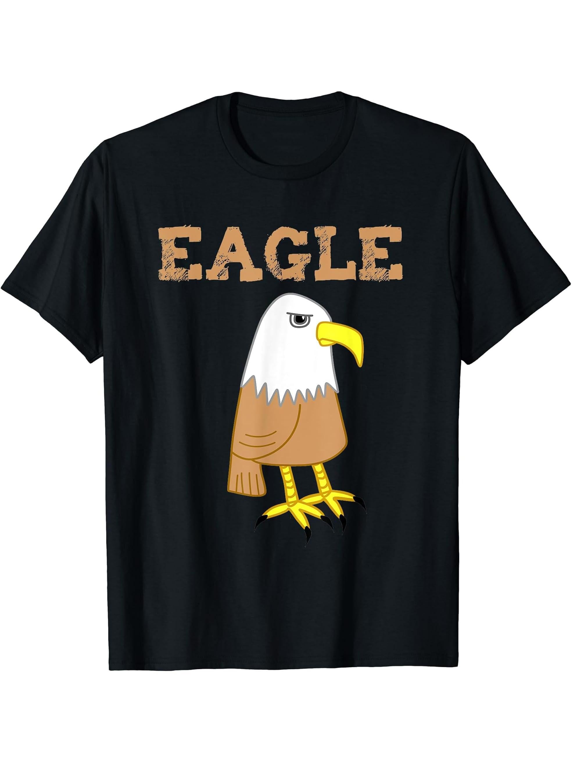 Bald Eagle Cartoon Halloween Costume T-Shirt 180G 100% Cotton Printed Round Neck Short-Sleeve T-Shirt, Gifts for Men Dad Husband Grandpa, S-XXXL, Black