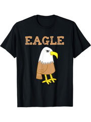 Bald Eagle Cartoon Halloween Costume T-Shirt 180G 100% Cotton Printed Round Neck Short-Sleeve T-Shirt, Gifts for Men Dad Husband Grandpa, S-XXXL, Black