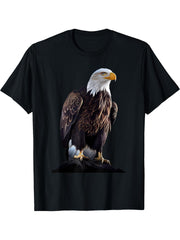 Bald Eagles Cool Design with a Bald Eagle T-Shirt 180G 100% Cotton Printed Round Neck Short-Sleeve T-Shirt, Gifts for Men Dad Husband Grandpa, S-XXXL, Black