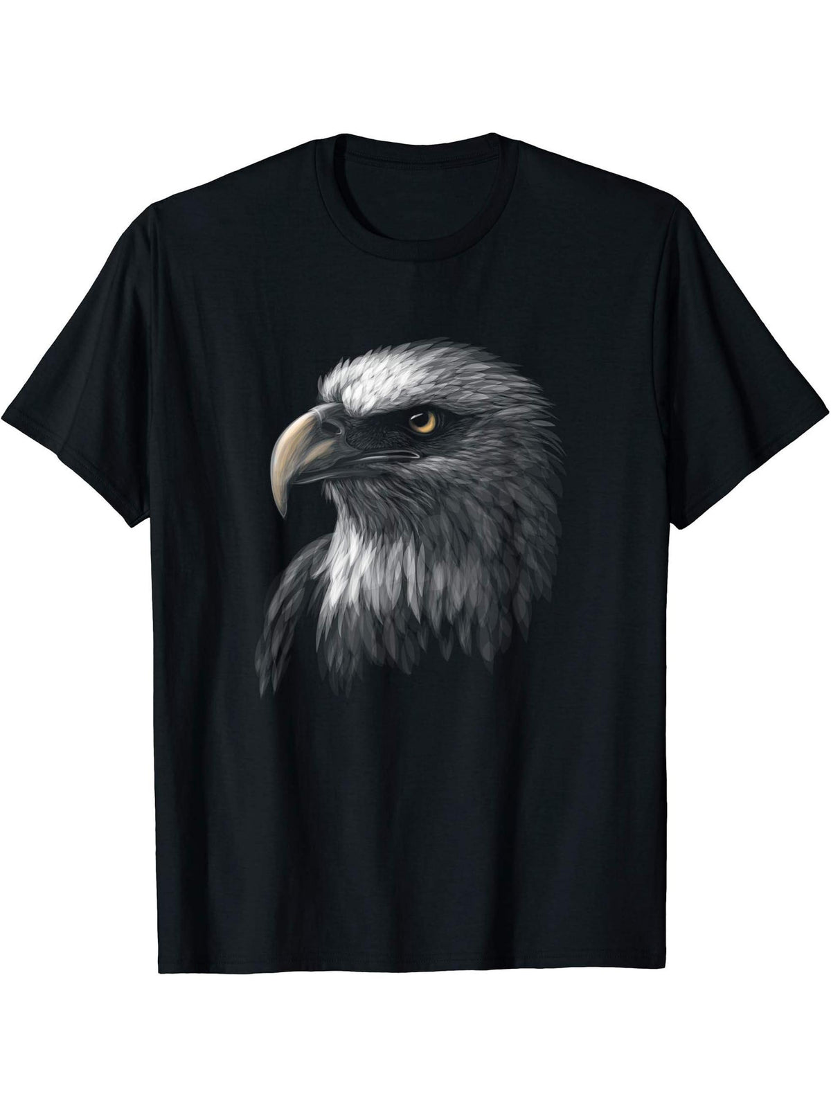 American Bald Eagle Face T-Shirt 180G 100% Cotton Printed Round Neck Short-Sleeve T-Shirt, Gifts for Men Dad Husband Grandpa, S-XXXL, Black