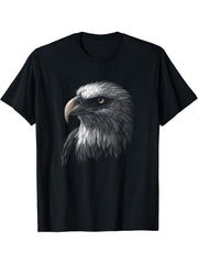 American Bald Eagle Face T-Shirt 180G 100% Cotton Printed Round Neck Short-Sleeve T-Shirt, Gifts for Men Dad Husband Grandpa, S-XXXL, Black