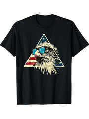 American Bald Eagle, American Flag, Cool T-Shirt 180G 100% Cotton Printed Round Neck Short-Sleeve T-Shirt, Gifts for Men Dad Husband Grandpa, S-XXXL, Black