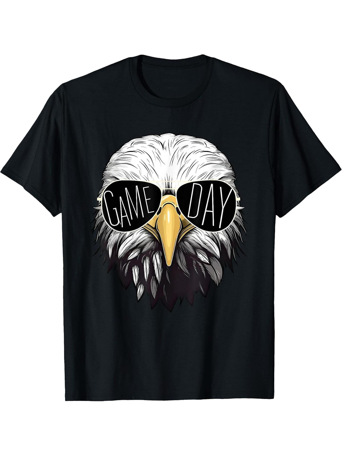 Touchdown American Football Game Day Thanksgiving Bald Eagle T-Shirt - Black, Small, Unisex-Adults/ Boy Girl - Football Fans, Athletes, Boy Girl, Adults - Short Sleeve T-Shirt 180G 100% Cotton Printed Round Neck Short-Sleeve T-Shirt, Gifts for Men Dad