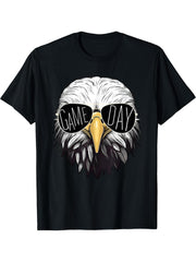 Touchdown American Football Game Day Thanksgiving Bald Eagle T-Shirt - Black, Small, Unisex-Adults/ Boy Girl - Football Fans, Athletes, Boy Girl, Adults - Short Sleeve T-Shirt 180G 100% Cotton Printed Round Neck Short-Sleeve T-Shirt, Gifts for Men Dad