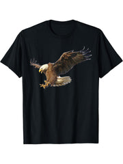 Majestic Flying American Bald Eagle T-Shirt 180G 100% Cotton Printed Round Neck Short-Sleeve T-Shirt, Gifts for Men Dad Husband Grandpa, S-XXXL, Black