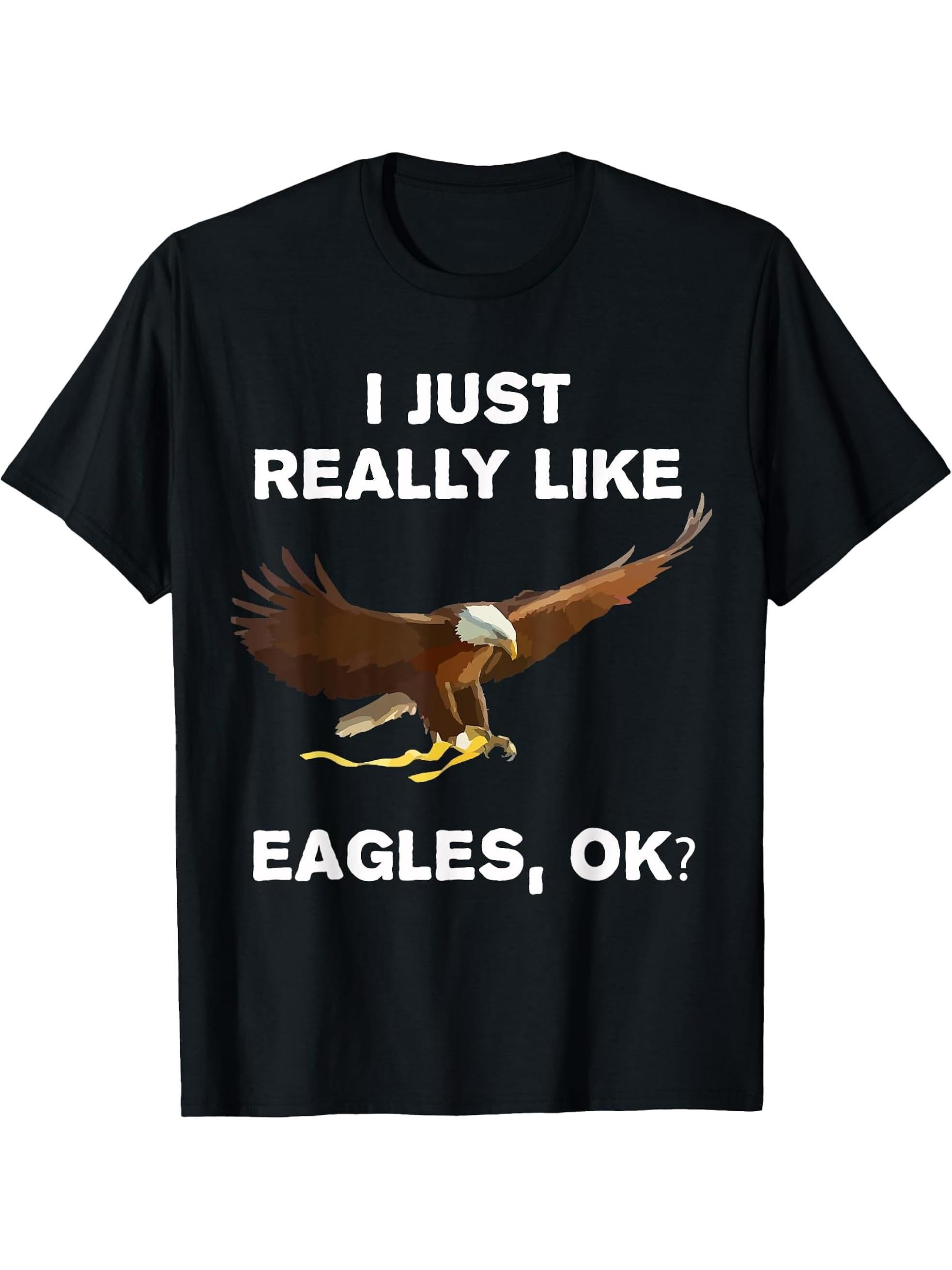 Bald Eagle Lover Tshirt Funny T-Shirt Gift T-Shirt 180G 100% Cotton Printed Round Neck Short-Sleeve T-Shirt, Gifts for Men Dad Husband Grandpa, S-XXXL, Black