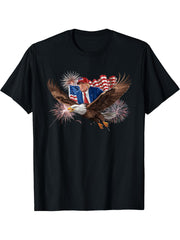 Patriotic Trump Riding Bald Eagle American Pride July 4th T-Shirt 180G 100% Cotton Printed Round Neck Short-Sleeve T-Shirt, Gifts for Men Dad Husband Grandpa, S-XXXL, Black