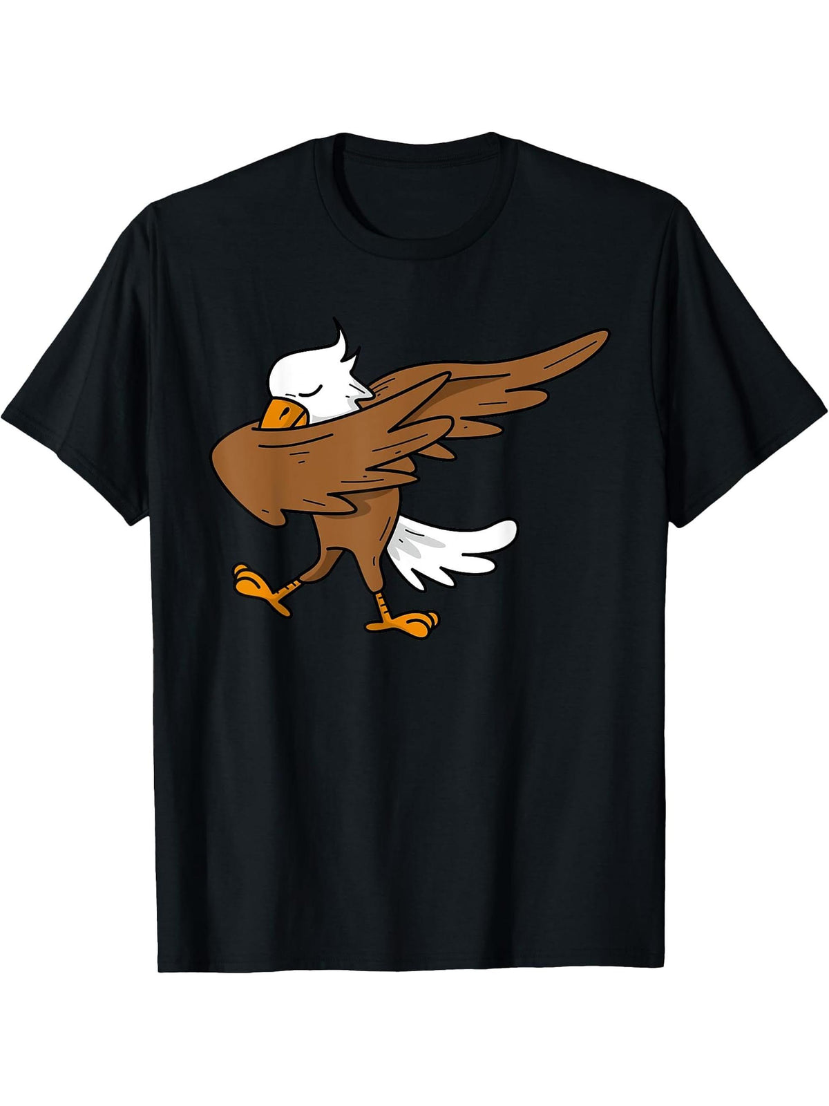 Dabbing Eagle | Large Bird America Hilarious USA Gift T-Shirt 180G 100% Cotton Printed Round Neck Short-Sleeve T-Shirt, Gifts for Men Dad Husband Grandpa, S-XXXL, Black