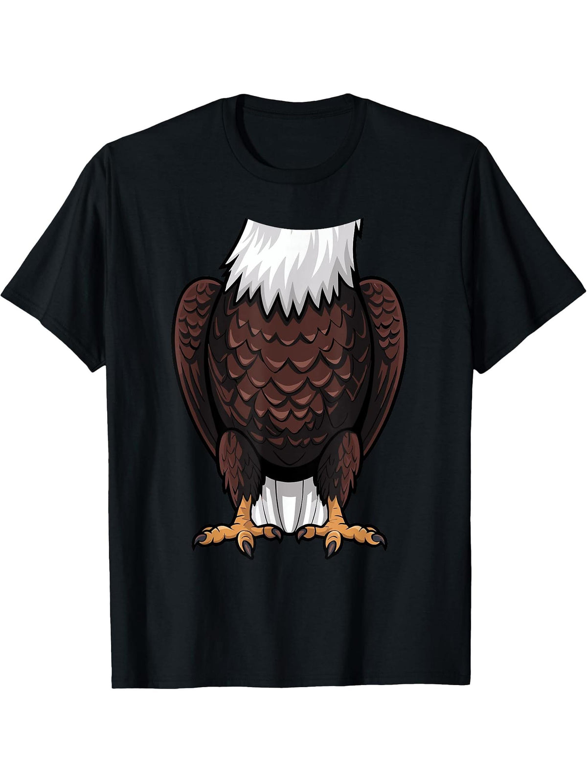 Bald Eagle Halloween Outfit Funny Simple Boy Girl Costume Idea T-Shirt 180G 100% Cotton Printed Round Neck Short-Sleeve T-Shirt, Gifts for Men Dad Husband Grandpa, S-XXXL, Black