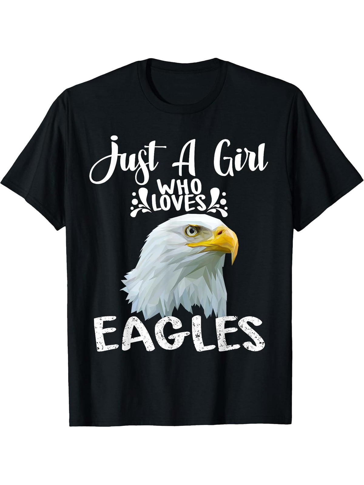 Just A Girl Who Loves Eagles Gift Bald Eagle T-Shirt 180G 100% Cotton Printed Round Neck Short-Sleeve T-Shirt, Gifts for Men Dad Husband Grandpa, S-XXXL, Black