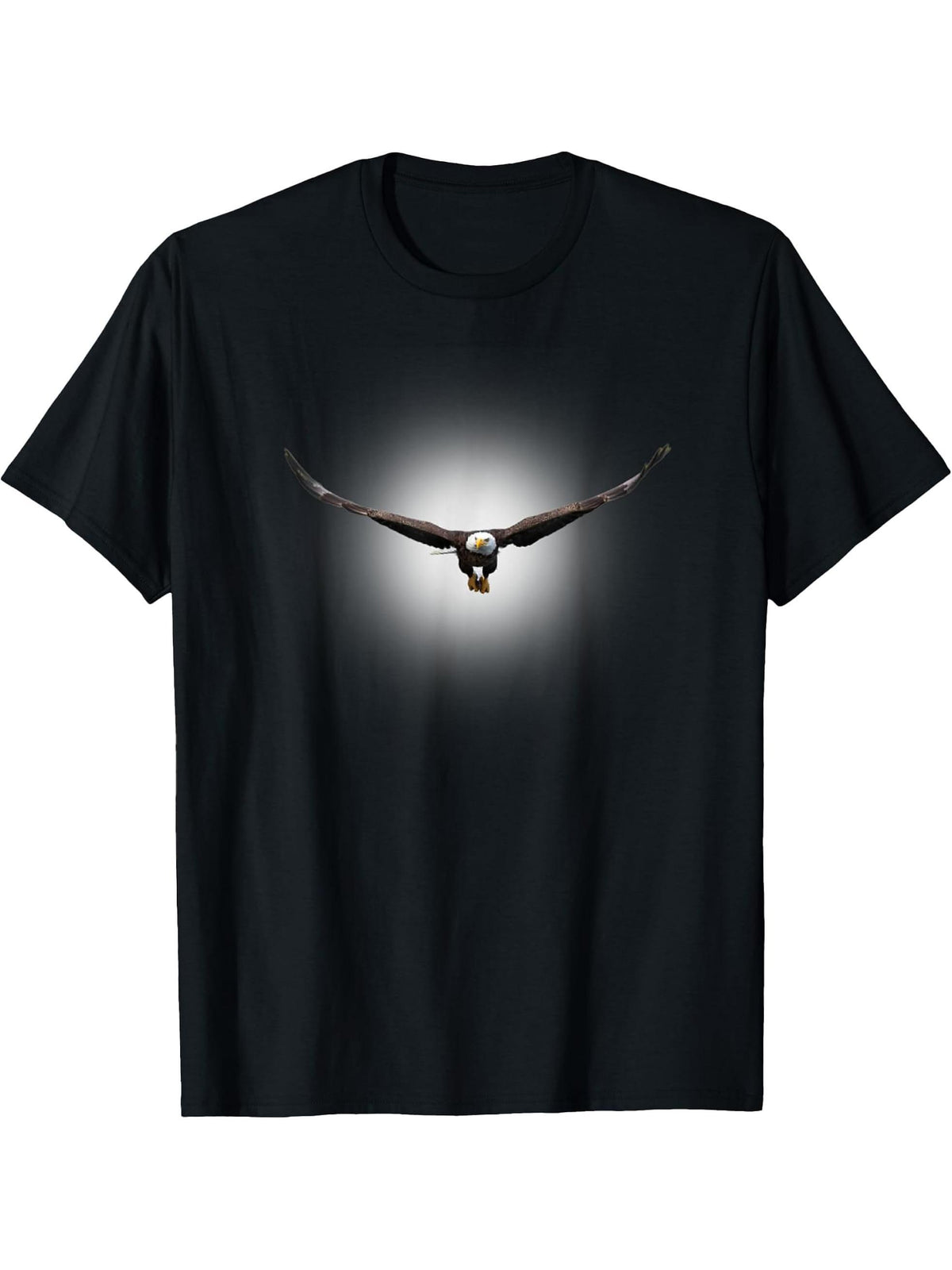 Cool Flying Bald Eagle Bird Animal Soaring in the Sky Eagle T-Shirt 180G 100% Cotton Printed Round Neck Short-Sleeve T-Shirt, Gifts for Men Dad Husband Grandpa, S-XXXL, Black