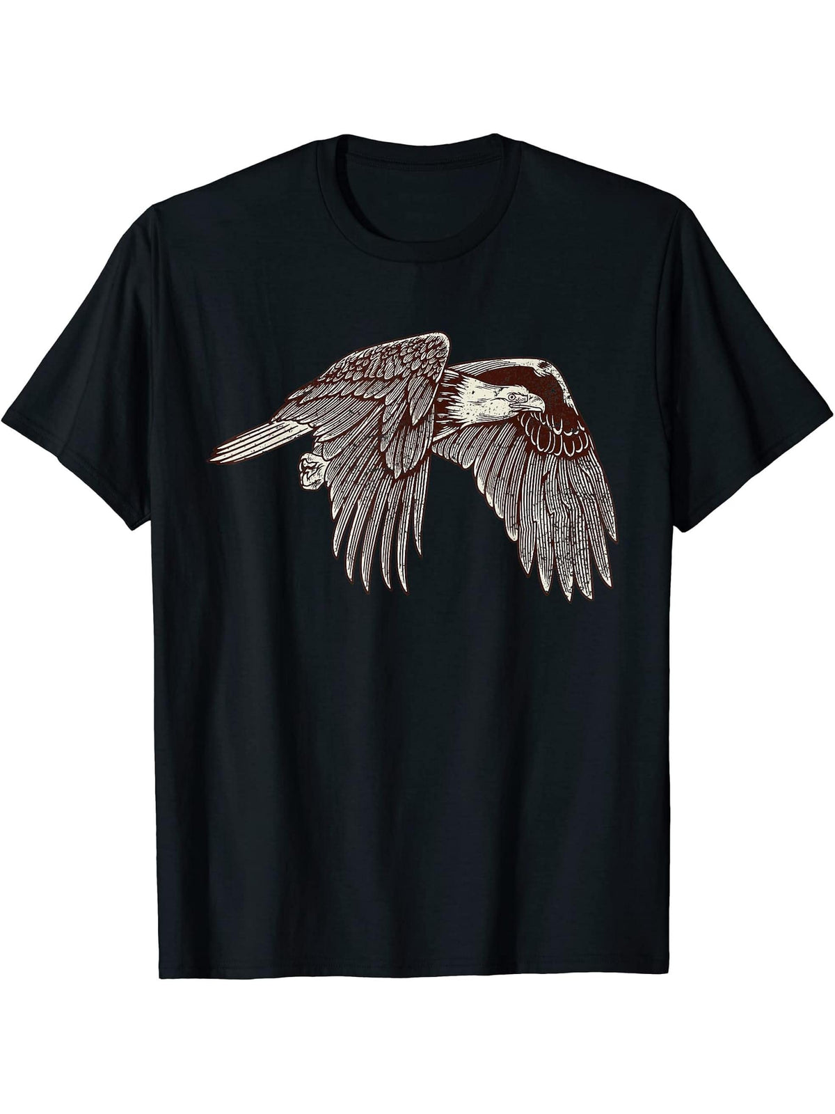 Eagle - Soaring - American Symbol T-Shirt 180G 100% Cotton Printed Round Neck Short-Sleeve T-Shirt, Gifts for Men Dad Husband Grandpa, S-XXXL, Black