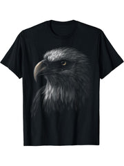 cute bald eagle head black art for lovers eagles birds T-Shirt 180G 100% Cotton Printed Round Neck Short-Sleeve T-Shirt, Gifts for Men Dad Husband Grandpa, S-XXXL, Black