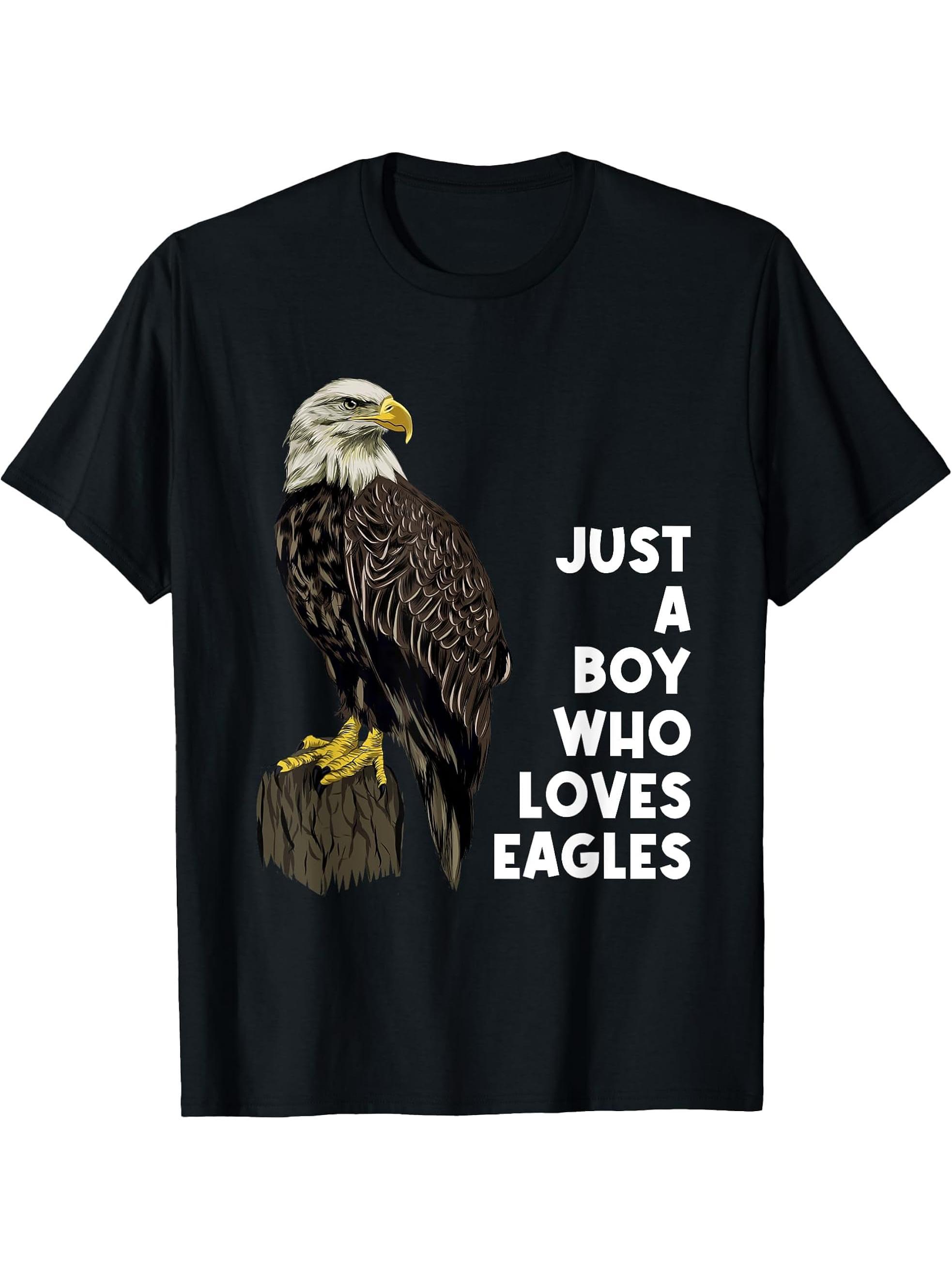 Eagle Boy T-Shirt 180G 100% Cotton Printed Round Neck Short-Sleeve T-Shirt, Gifts for Men Dad Husband Grandpa, S-XXXL, Black