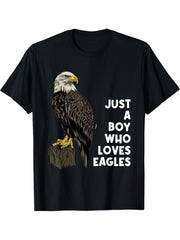 Eagle Boy T-Shirt 180G 100% Cotton Printed Round Neck Short-Sleeve T-Shirt, Gifts for Men Dad Husband Grandpa, S-XXXL, Black