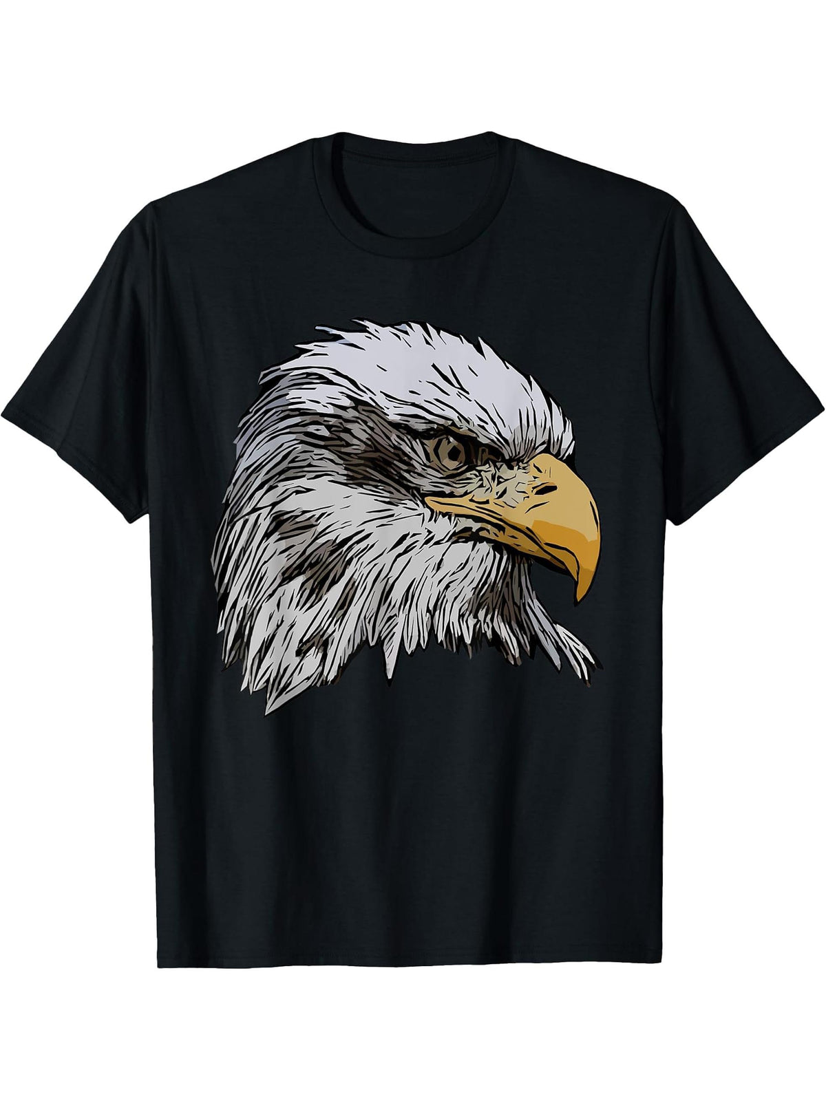 Bald Eagle Graphic American National Symbol Animal Design T-Shirt 180G 100% Cotton Printed Round Neck Short-Sleeve T-Shirt, Gifts for Men Dad Husband Grandpa, S-XXXL, Black