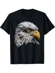Bald Eagle Graphic American National Symbol Animal Design T-Shirt 180G 100% Cotton Printed Round Neck Short-Sleeve T-Shirt, Gifts for Men Dad Husband Grandpa, S-XXXL, Black