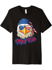 Bald Eagle Merica Tshirt Eagle America U.S.A. 4Th Of July Premium T-Shirt 180G 100% Cotton Printed Round Neck Short-Sleeve T-Shirt, Gifts for Men Dad Husband Grandpa, S-XXXL, Black