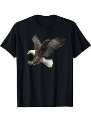 Majestic Flying American Bald Eagle T-Shirt 180G 100% Cotton Printed Round Neck Short-Sleeve T-Shirt, Gifts for Men Dad Husband Grandpa, S-XXXL, Black