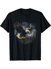 Eagle Bird Mountains T-Shirt 180G 100% Cotton Printed Round Neck Short-Sleeve T-Shirt, Gifts for Men Dad Husband Grandpa, S-XXXL, Black