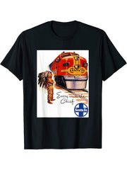 Santa Fe Railway Native American Train Rails Travel T-Shirt 180G 100% Cotton Printed Round Neck Short-Sleeve T-Shirt, Gifts for Men Dad Husband Grandpa, S-XXXL, Black