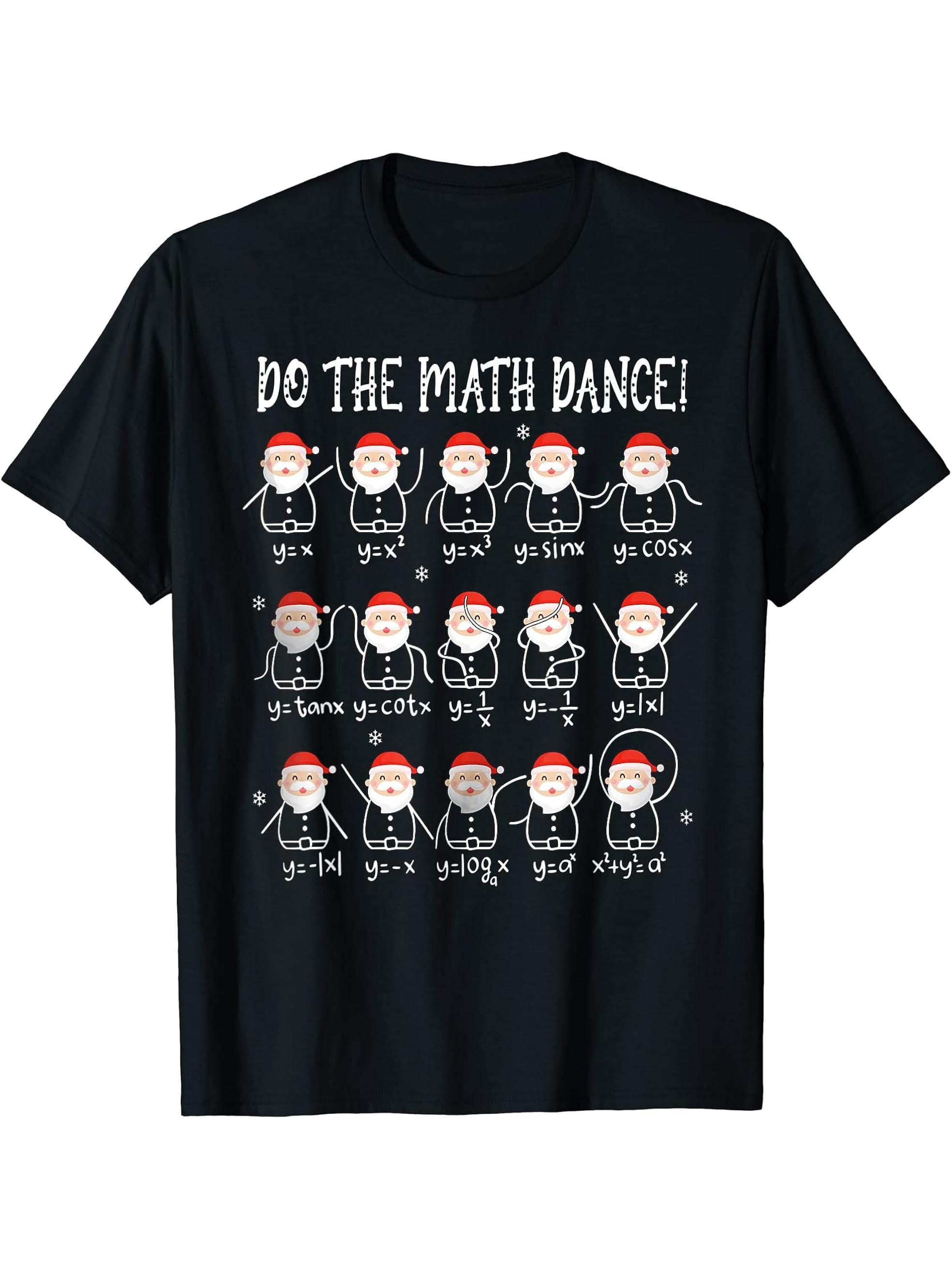 Do the math dance santa claus T-Shirt 180G 100% Cotton Printed Round Neck Short-Sleeve T-Shirt, Gifts for Men Dad Husband Grandpa, S-XXXL, Black