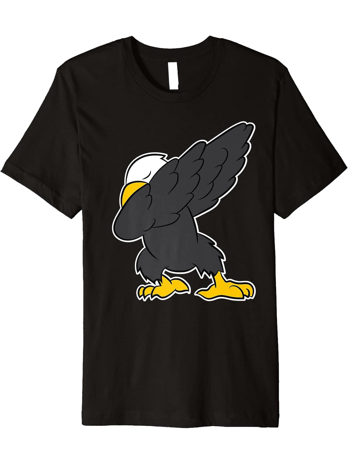 Bald Eagle - DAB, dabbing, dance Premium T-Shirt 180G 100% Cotton Printed Round Neck Short-Sleeve T-Shirt, Gifts for Men Dad Husband Grandpa, S-XXXL, Black
