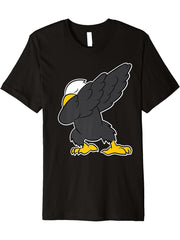 Bald Eagle - DAB, dabbing, dance Premium T-Shirt 180G 100% Cotton Printed Round Neck Short-Sleeve T-Shirt, Gifts for Men Dad Husband Grandpa, S-XXXL, Black