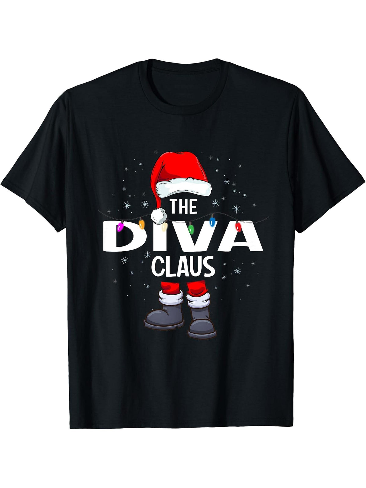 The Diva Claus Matching Christmas Pajama T-Shirt 180G 100% Cotton Printed Round Neck Short-Sleeve T-Shirt, Gifts for Men Dad Husband Grandpa, S-XXXL, Black
