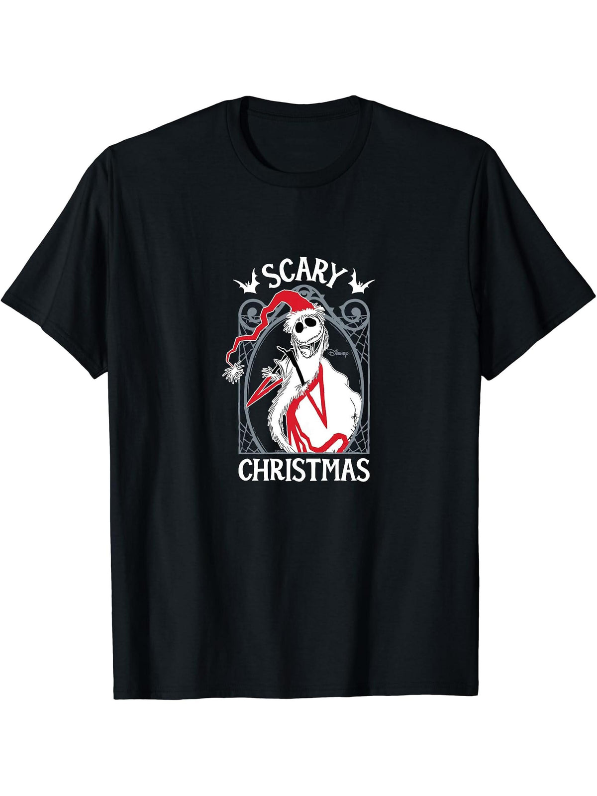 The Nightmare Before Christmas - Jack Santa Scary Christmas T-Shirt 180G 100% Cotton Printed Round Neck Short-Sleeve T-Shirt, Gifts for Men Dad Husband Grandpa, S-XXXL, Black