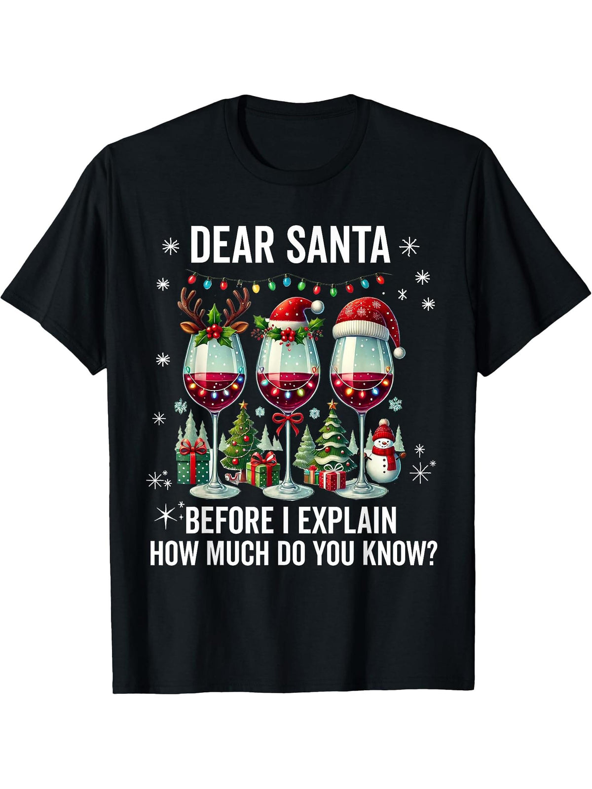 Christmas T-Shirt 180G 100% Cotton Printed Round Neck Short-Sleeve T-Shirt, Gifts for Men Dad Husband Grandpa, S-XXXL, Black