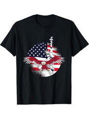 American Flag Bald Eagle Statue of Liberty July 4th USA T-Shirt 180G 100% Cotton Printed Round Neck Short-Sleeve T-Shirt, Gifts for Men Dad Husband Grandpa, S-XXXL, Black