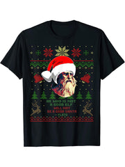 Funny Plato Christmas Elf Santa Philosophy Quote T-Shirt 180G 100% Cotton Printed Round Neck Short-Sleeve T-Shirt, Gifts for Men Dad Husband Grandpa, S-XXXL, Black