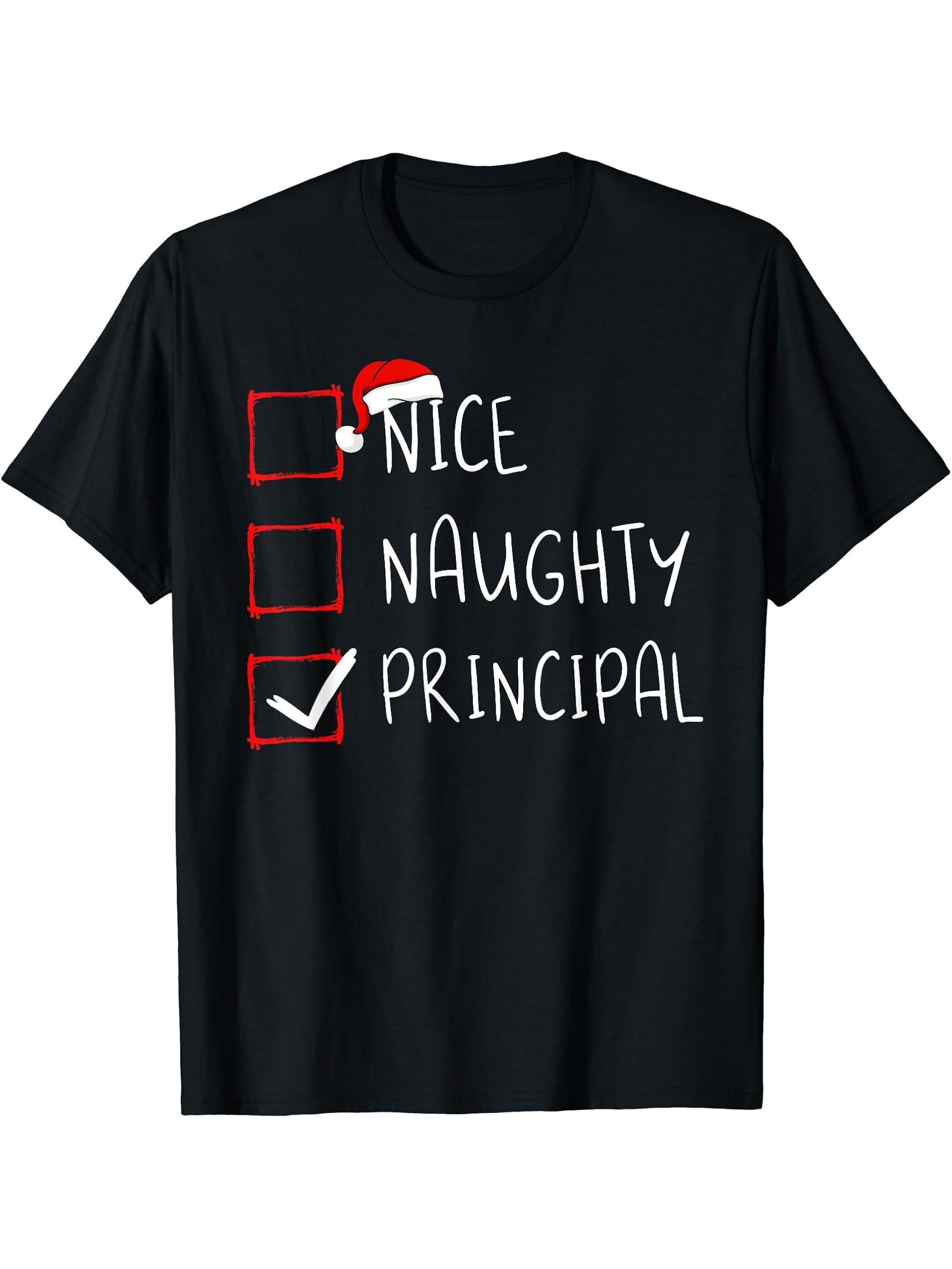 List Xmas Santa Claus T-Shirt 180G 100% Cotton Printed Round Neck Short-Sleeve T-Shirt, Gifts for Men Dad Husband Grandpa, S-XXXL, Black