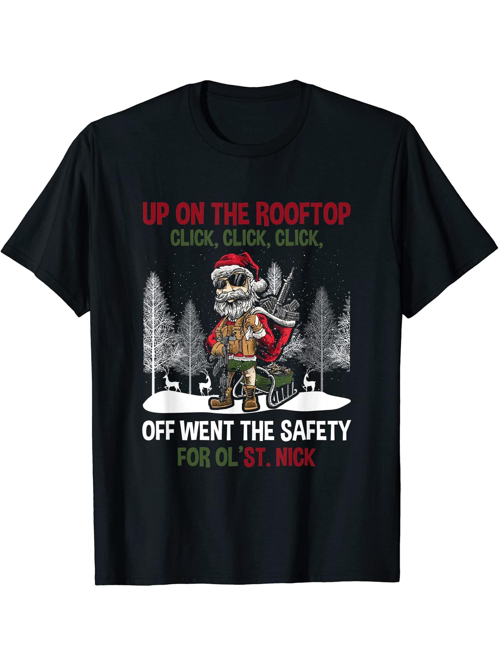 Christmas T-Shirt 180G 100% Cotton Printed Round Neck Short-Sleeve T-Shirt, Gifts for Men Dad Husband Grandpa, S-XXXL, Black