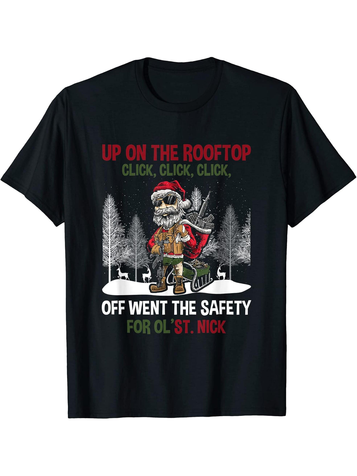 Christmas T-Shirt 180G 100% Cotton Printed Round Neck Short-Sleeve T-Shirt, Gifts for Men Dad Husband Grandpa, S-XXXL, Black