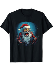 Scare Santa Claus for Horror Halloween or Scary Xmas Lovers T-Shirt 180G 100% Cotton Printed Round Neck Short-Sleeve T-Shirt, Gifts for Men Dad Husband Grandpa, S-XXXL, Black