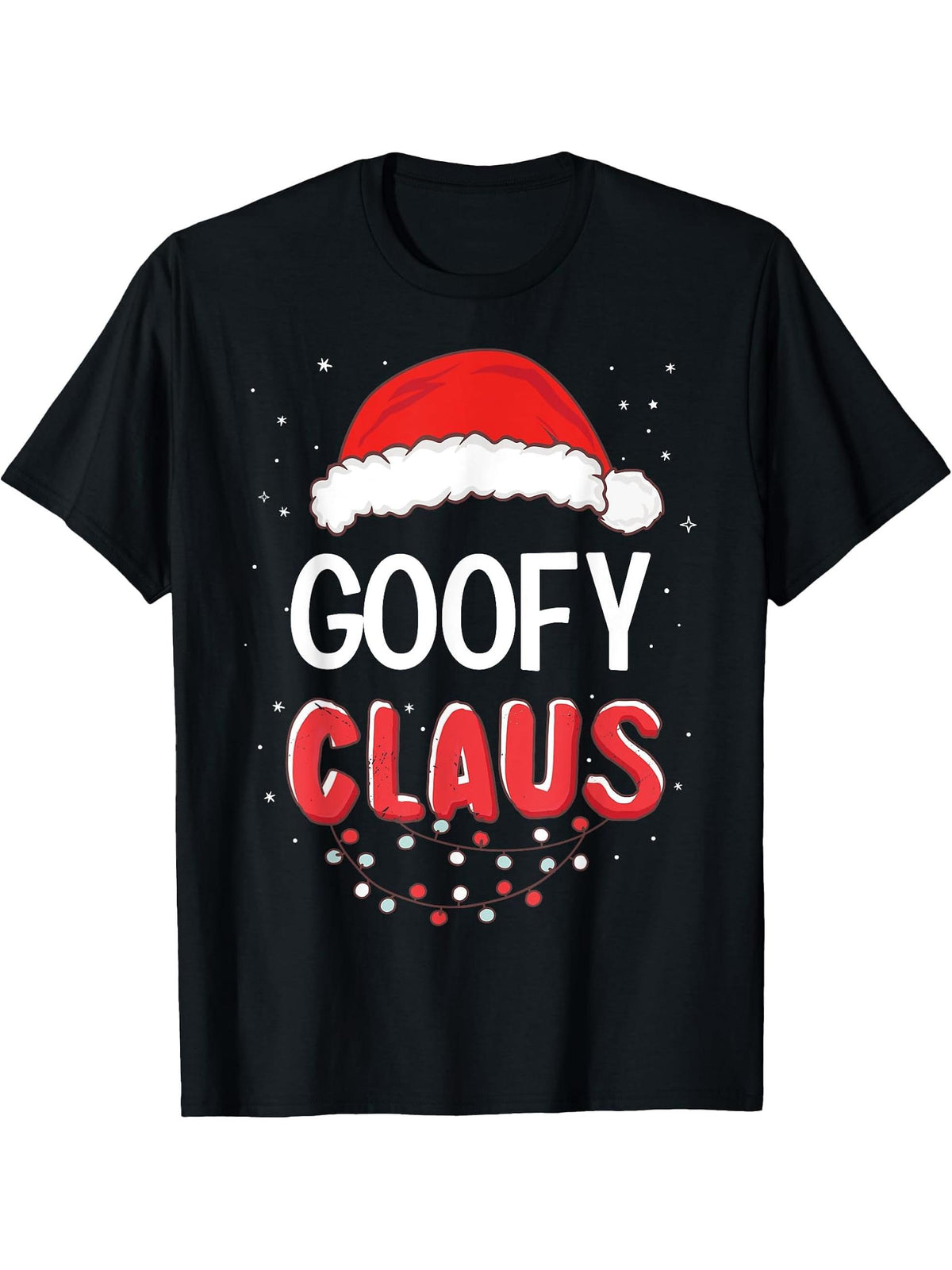 Goofy Santa Claus Christmas Matching Costume T-Shirt 180G 100% Cotton Printed Round Neck Short-Sleeve T-Shirt, Gifts for Men Dad Husband Grandpa, S-XXXL, Black