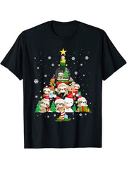 Sloth Christmas Tree Ornaments For Women Girls Boy Girl Cute T-Shirt 180G 100% Cotton Printed Round Neck Short-Sleeve T-Shirt, Gifts for Men Dad Husband Grandpa, S-XXXL, Black