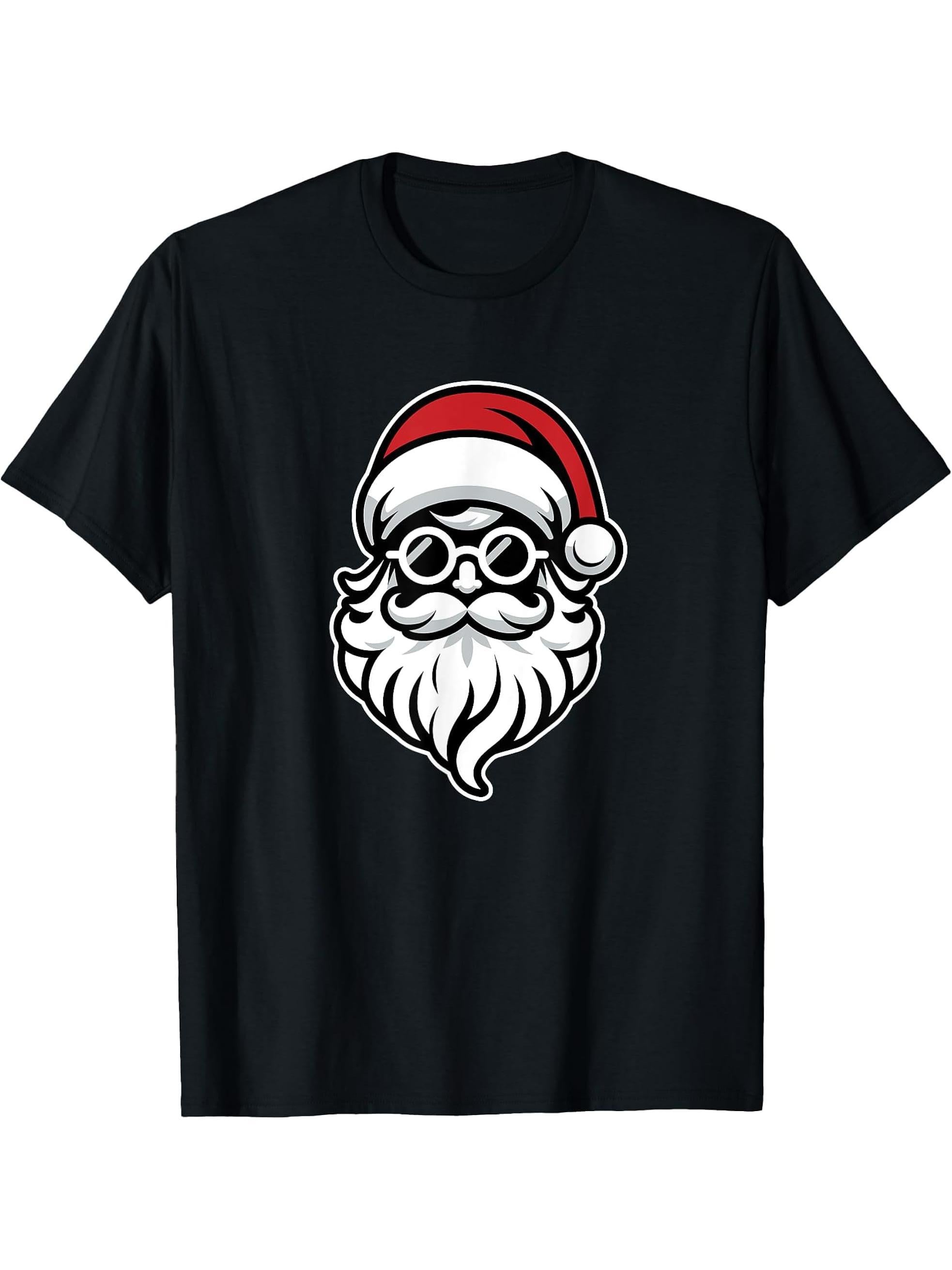 Santa Claus: The Jolly Hipster T-Shirt 180G 100% Cotton Printed Round Neck Short-Sleeve T-Shirt, Gifts for Men Dad Husband Grandpa, S-XXXL, Black