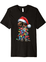 German Shorthaired PointerDog Lovers Santa Hat Christmas Premium T-Shirt 180G 100% Cotton Printed Round Neck Short-Sleeve T-Shirt, Gifts for Men Dad Husband Grandpa, S-XXXL, Black