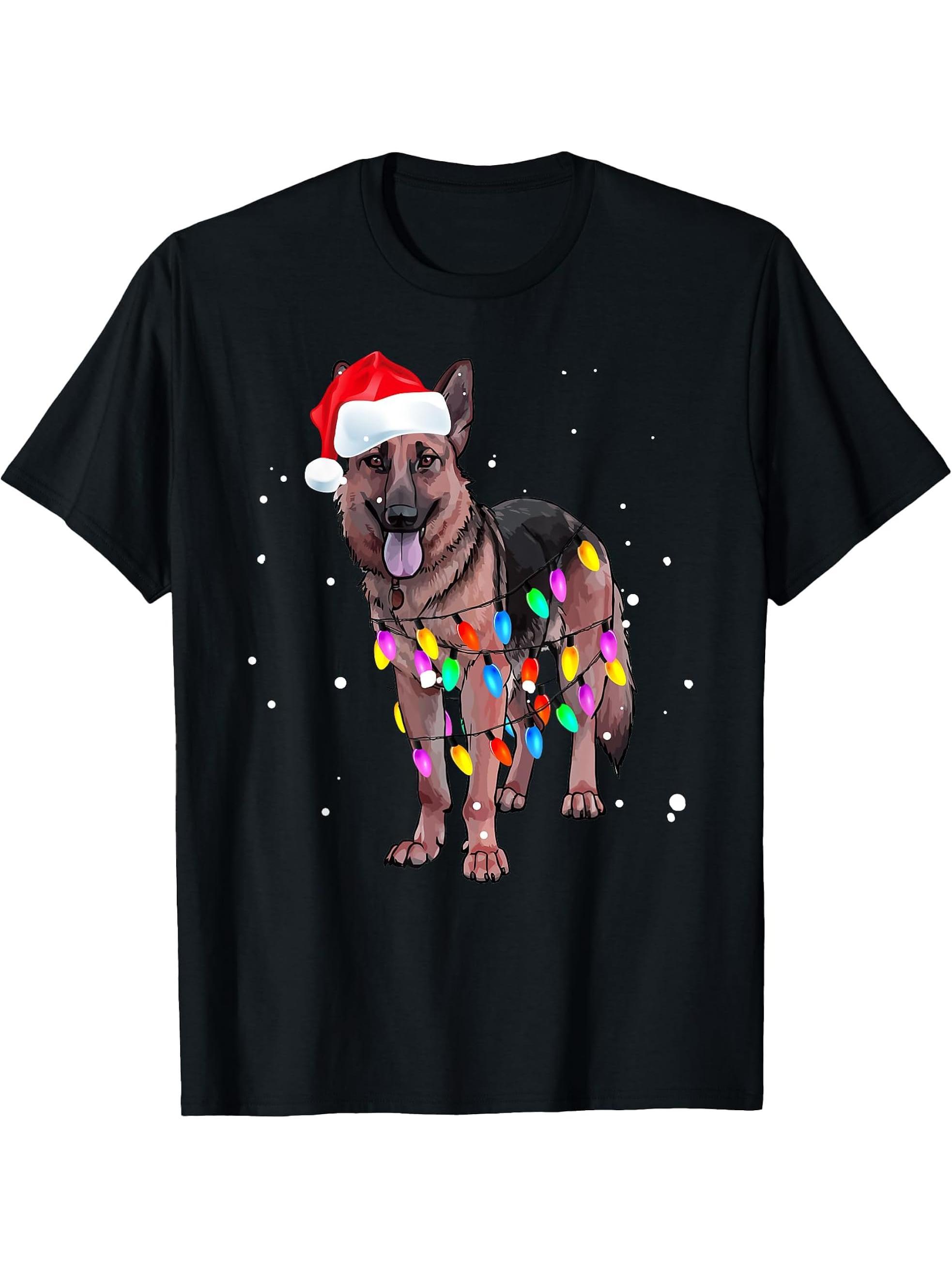 With santa T Shirt T-Shirt 180G 100% Cotton Printed Round Neck Short-Sleeve T-Shirt, Gifts for Men Dad Husband Grandpa, S-XXXL, Black