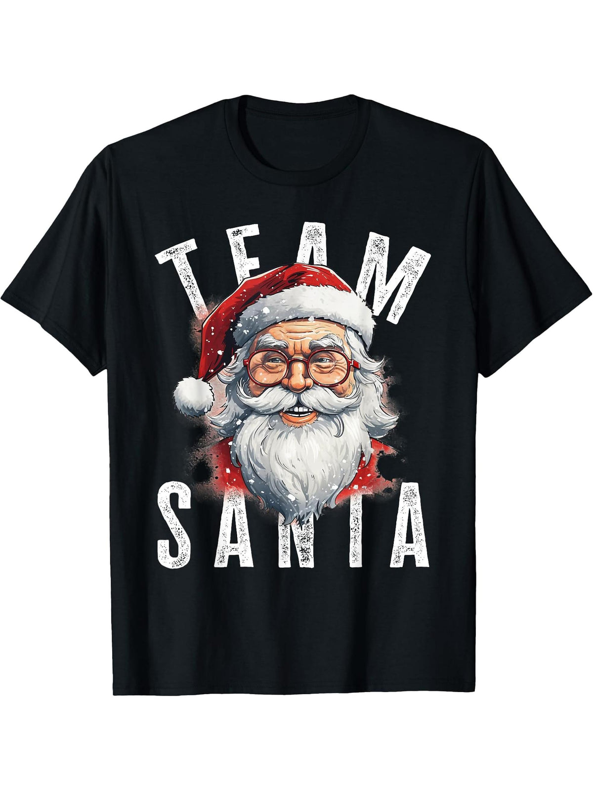 Team Santa Christmas funny Xmas Santa Claus T-Shirt 180G 100% Cotton Printed Round Neck Short-Sleeve T-Shirt, Gifts for Men Dad Husband Grandpa, S-XXXL, Black