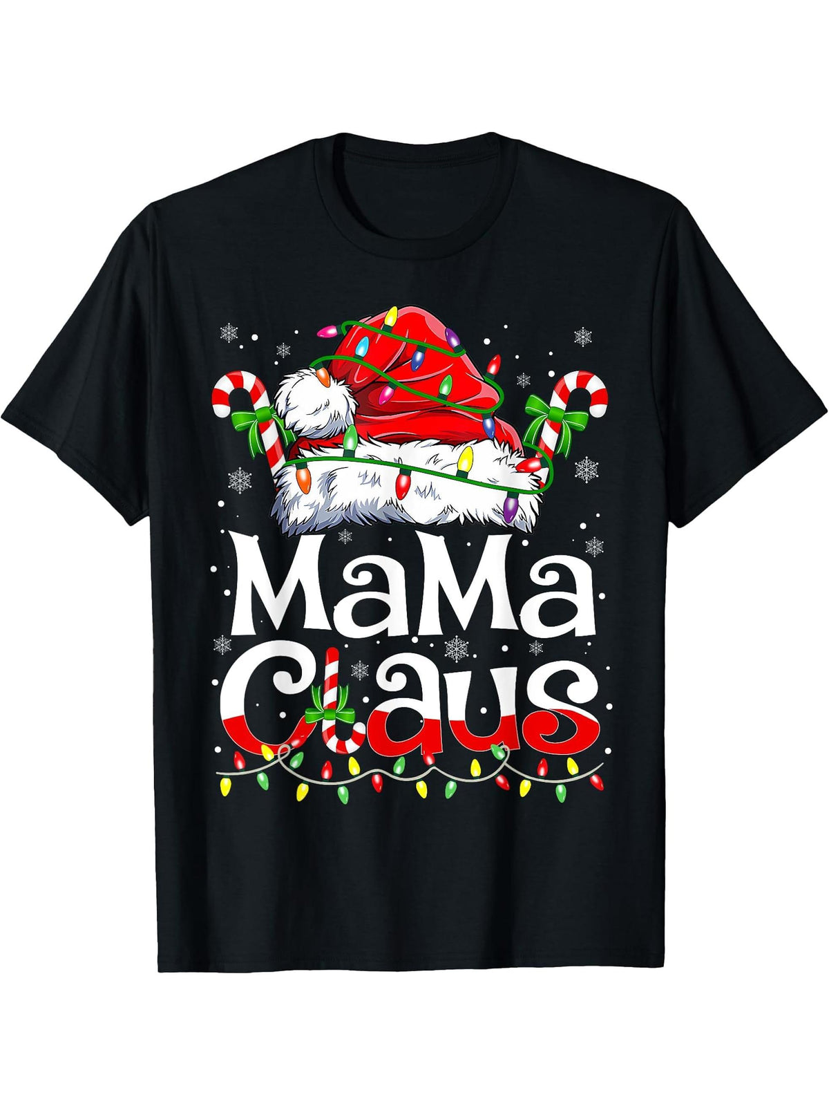 Matching Family Xmas Pajamas T-Shirt 180G 100% Cotton Printed Round Neck Short-Sleeve T-Shirt, Gifts for Men Dad Husband Grandpa, S-XXXL, Black