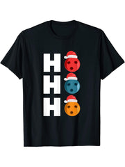 Ho Ho Ho Bowling Santa Claus Funny Christmas Holiday Gifts T-Shirt 180G 100% Cotton Printed Round Neck Short-Sleeve T-Shirt, Gifts for Men Dad Husband Grandpa, S-XXXL, Black