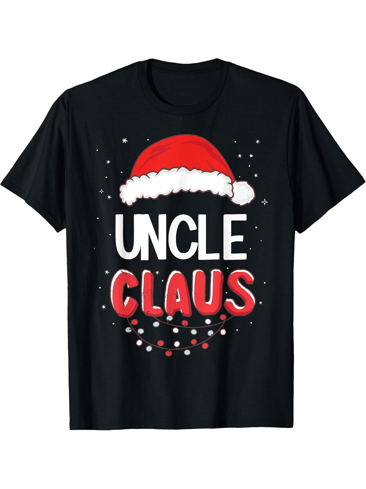 Uncle Santa Claus Christmas Matching Costume T-Shirt 180G 100% Cotton Printed Round Neck Short-Sleeve T-Shirt, Gifts for Men Dad Husband Grandpa, S-XXXL, Black