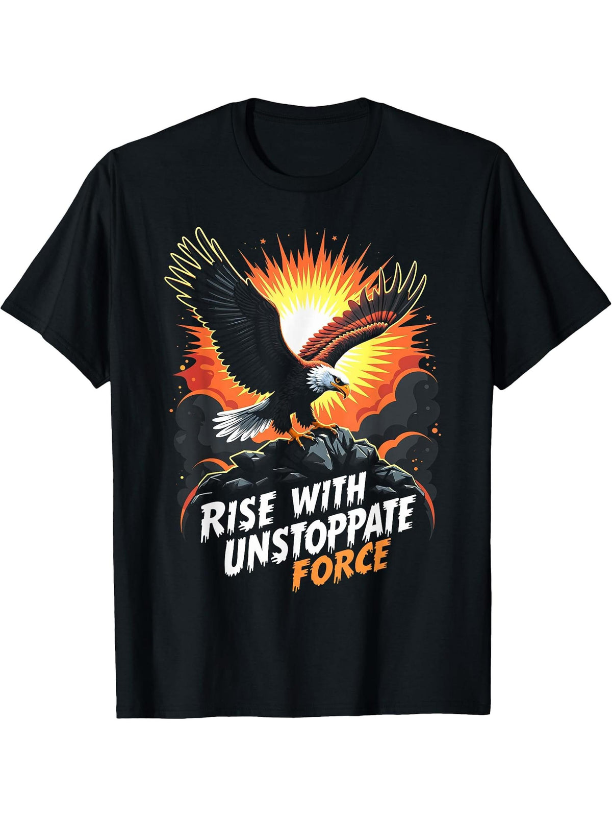 Eagle American Pride USA Freedom Bald Eagle Bird Gift T-Shirt 180G 100% Cotton Printed Round Neck Short-Sleeve T-Shirt, Gifts for Men Dad Husband Grandpa, S-XXXL, Black