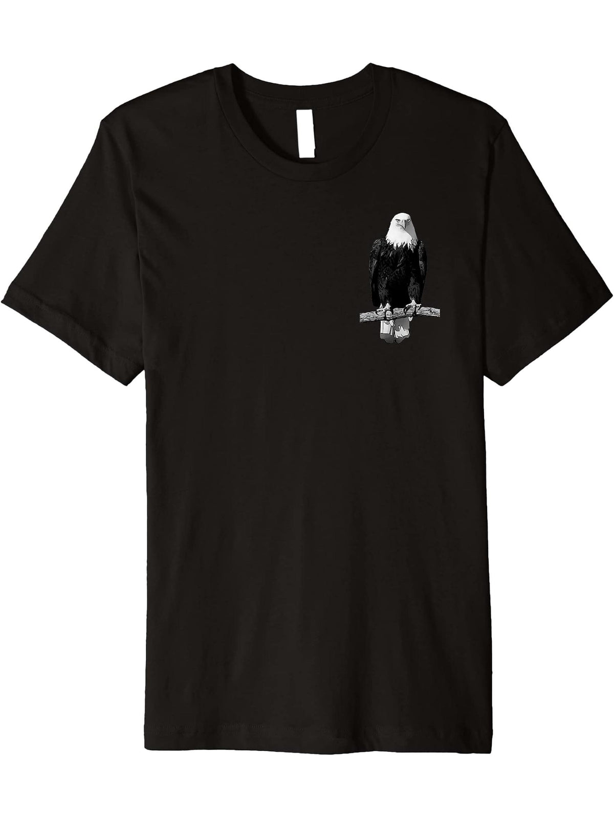 Bald Eagle American National Symbol Animal Patriotic Freedom Premium T-Shirt 180G 100% Cotton Printed Round Neck Short-Sleeve T-Shirt, Gifts for Men Dad Husband Grandpa, S-XXXL, Black